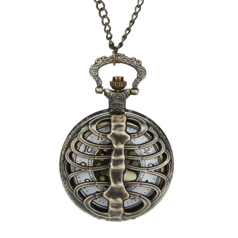 Men Bronze Pocket Watch Personalized Pattern Steampunk Vintage Quartz Roman Numerals Pocket Watches For Grandpa Dad D21 (3)