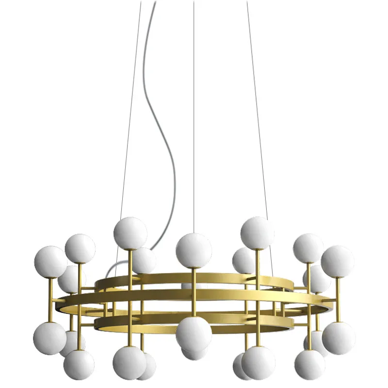 

Post-modern ring pendant lights Nordic creative bedroom living room pendant lamp Gold Restaurant glass ball molecular hang lamp