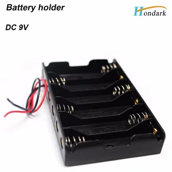 

6XAA 6XLR6 battery holder 6X1.5V battery box 9V battery shell 6AA battery case with 150mm wires,30pcs/lot