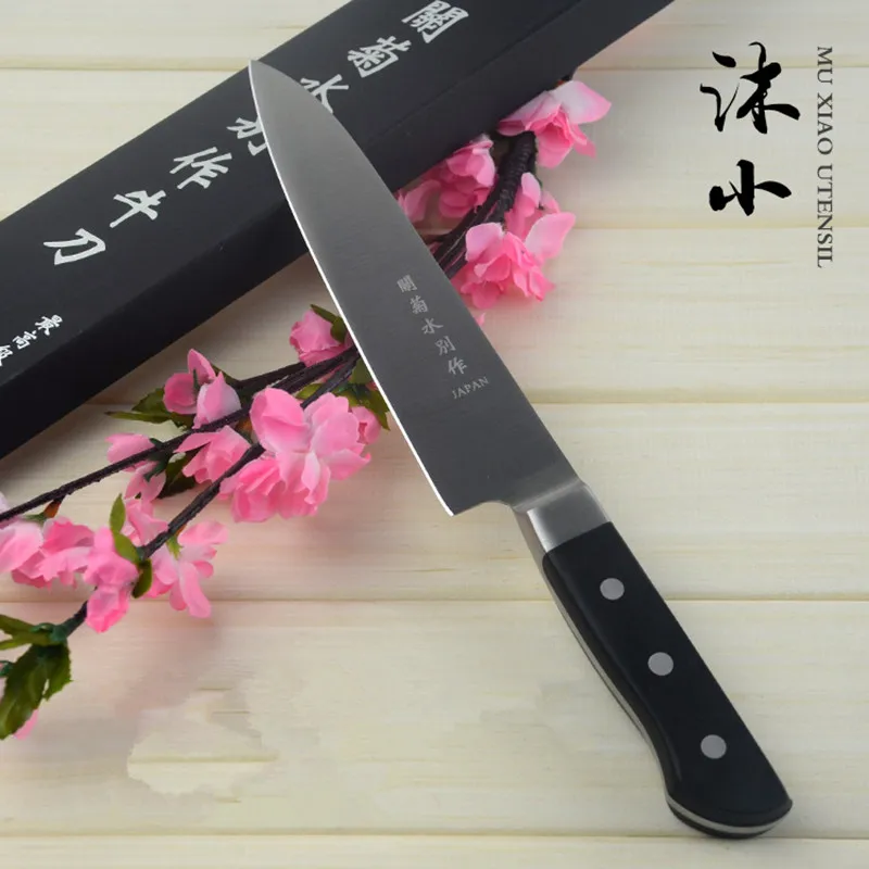 

Free Shipping Mu XIAO Stainless Steel Kitchen Chef Meat Knife Beef Sushi Sashimi Knives Fruit Vegetable Multi-purpose Knives