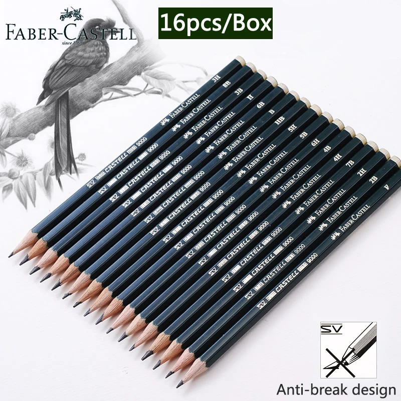 Lápis para a Escola Lápis de Desenho Faber Castel Caixa Pastel hb 2b 2 h Conjunto Lapiz Profissional Potloden Arte Suprimentos 16 Pçs –