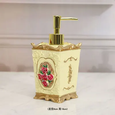 

Gold"Rose lover" Bathroom EU Royal Style Hand Pressure Sanitizer Box Resin Emulsion Bottle Beauty Shop Shower Gel Soap Dispenser