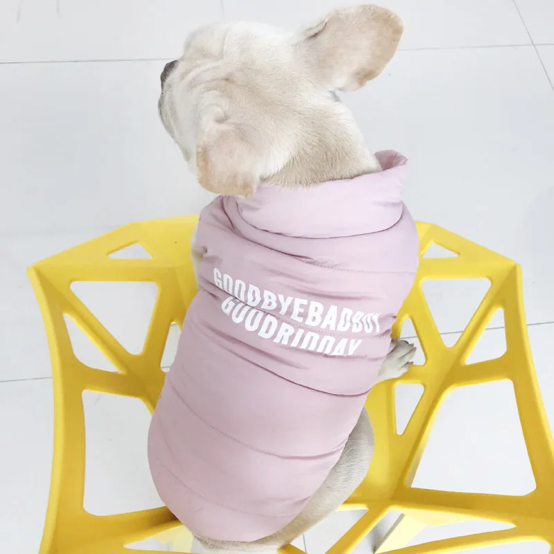Для домашних любимцев собак Зимний одежда для маленький средний Одежда для собак Французский бульдог Толстый жилет куртка пальто для чихуахуа Йорки костюм для Мопса - Цвет: Розовый