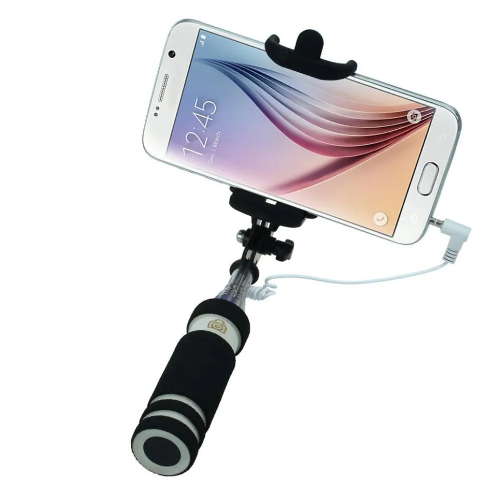 

Malloom 2019 Mini Extendable Wired Selfie Stick Handheld Monopod Holder Built-in Shutter Camera Monopod Tripod For Mobile Phone