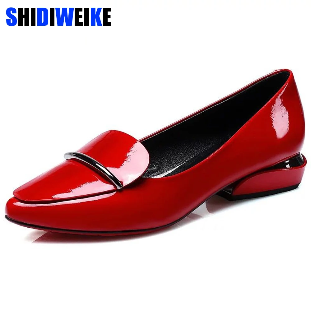 Elegant red Pointed Toe Flat Shoes Women Patent Leather Flats Fashion ...
