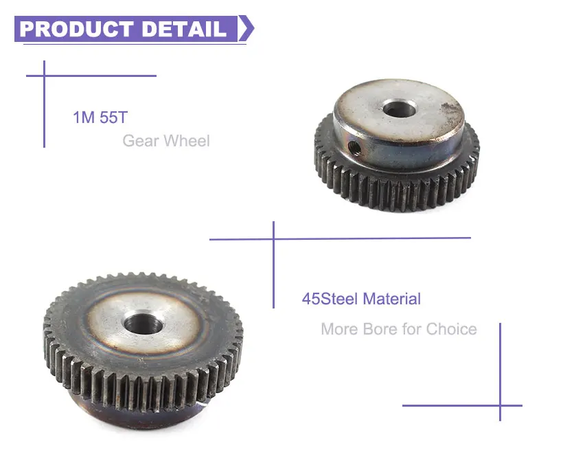 Шестерни колесо металла 1 модуль 55T 45 Сталь Шпоры Шестерни Шестерня 6/8/10/12 мм диаметр 1 пресс-форм 55 зубы металлические зубчатые колеса шкива