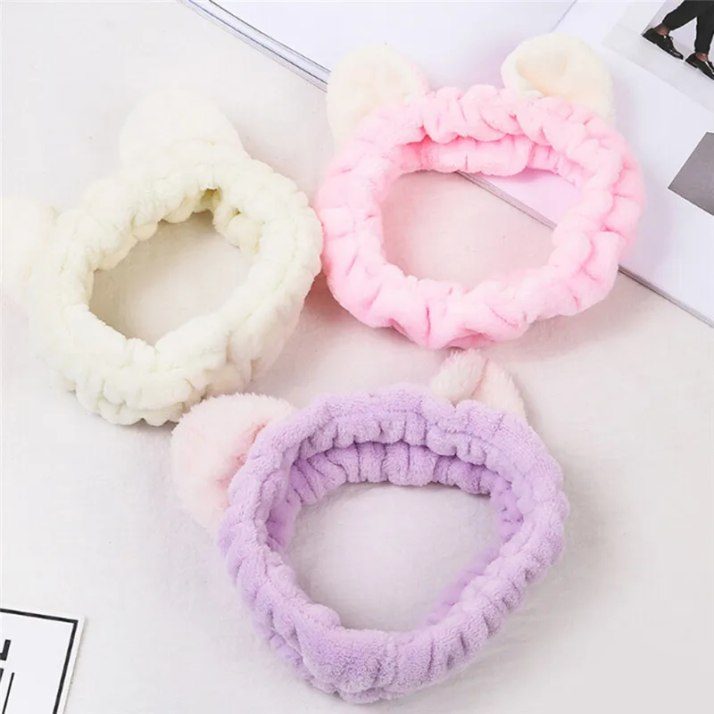 Women Cute Elastic Cat Ears Headbands Girls Makeup Face Washing