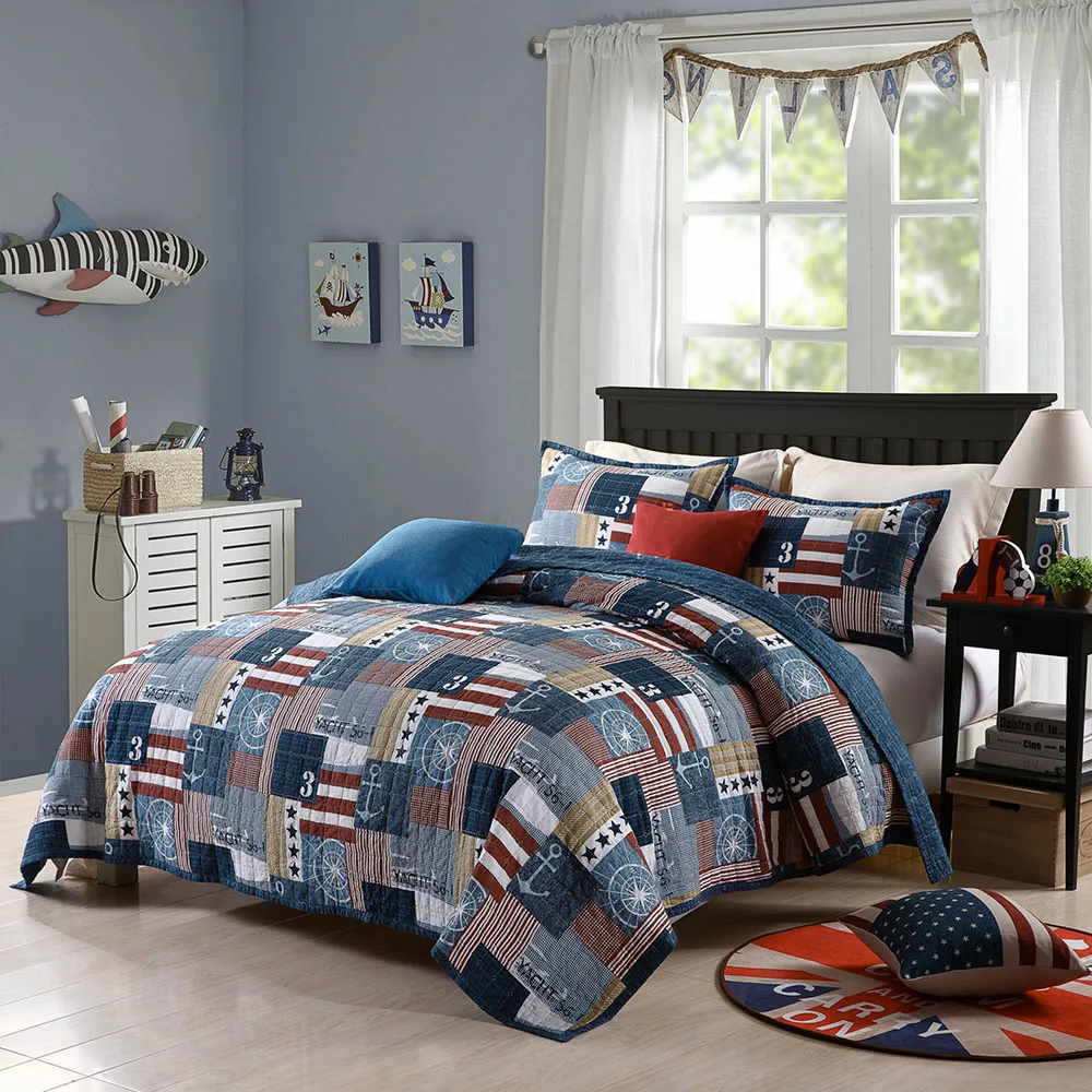 

CHAUSUB New Washed Cotton Quilt Set 3Pcs/4Pcs Printed Quilted Bedspread Duvet Cover Bed Cover Sheets Pillowcase Coverlet Set