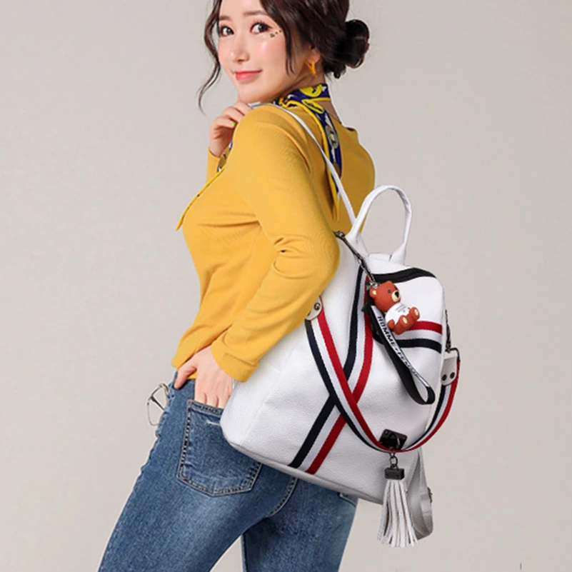 Nevenka Women Leather Backpack Fashion School Bag for Girls Zipper Backpack with Tassel Anti Thief Backpacks Female Travel Bags04