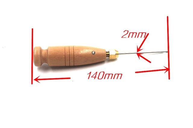 1Set DIY Leather Punch Awl Wood Handle Replaceable Needle Head