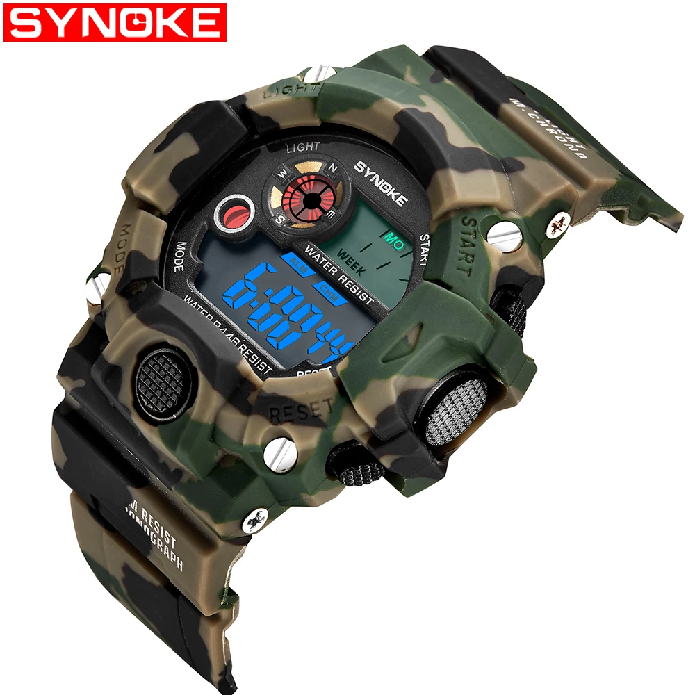 SYNOKE 9448 Новый Спорт на открытом воздухе армия часы камуфляж цвет для мужчин