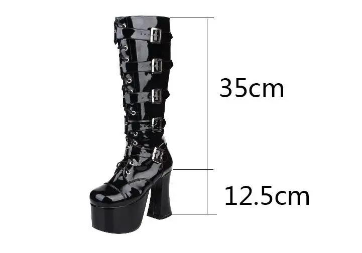 Angelic imprint mori girl/женские мотоциклетные ботинки в стиле панк; женские ботинки до середины икры в стиле Лолиты; женские туфли-лодочки на высоком каблуке; обувь на платформе; 47