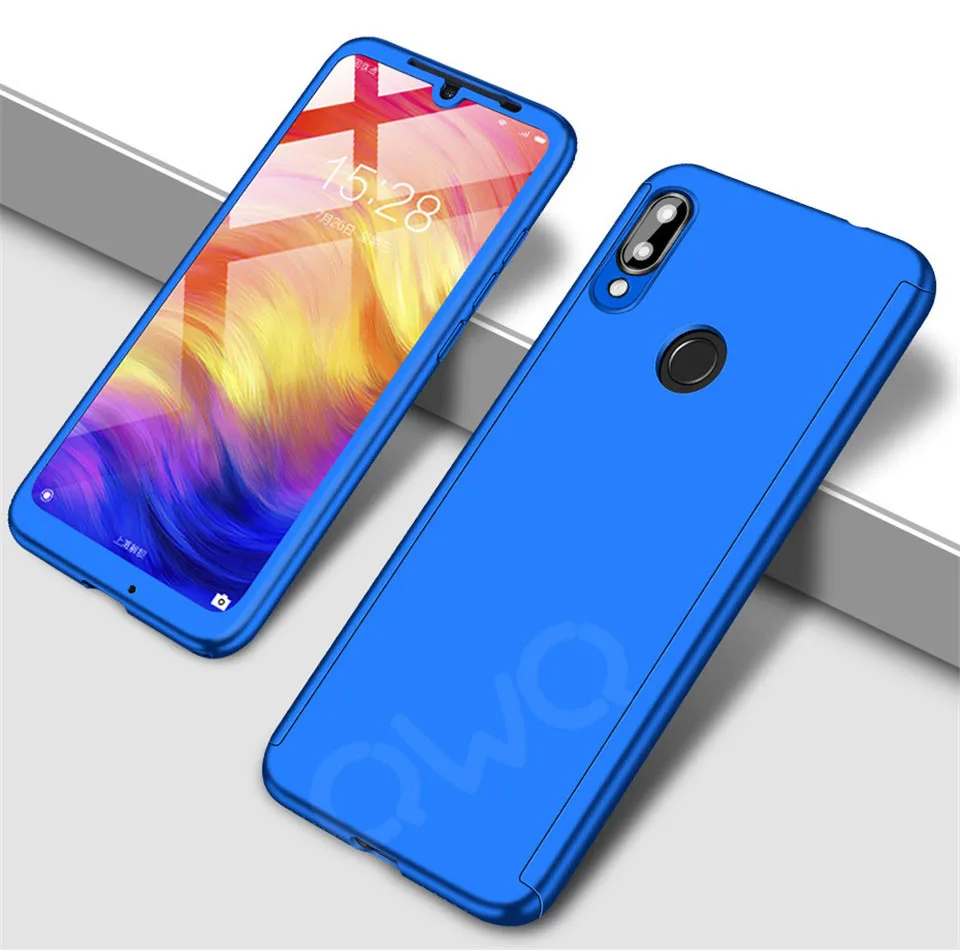 360 градусов матовый чехол для телефона Xiaomi Redmi note 7 5 6 4 k20 pro 6a 4x 5A полная защита для Redmi 5 plus 4a s2 PC задняя крышка - Цвет: Синий