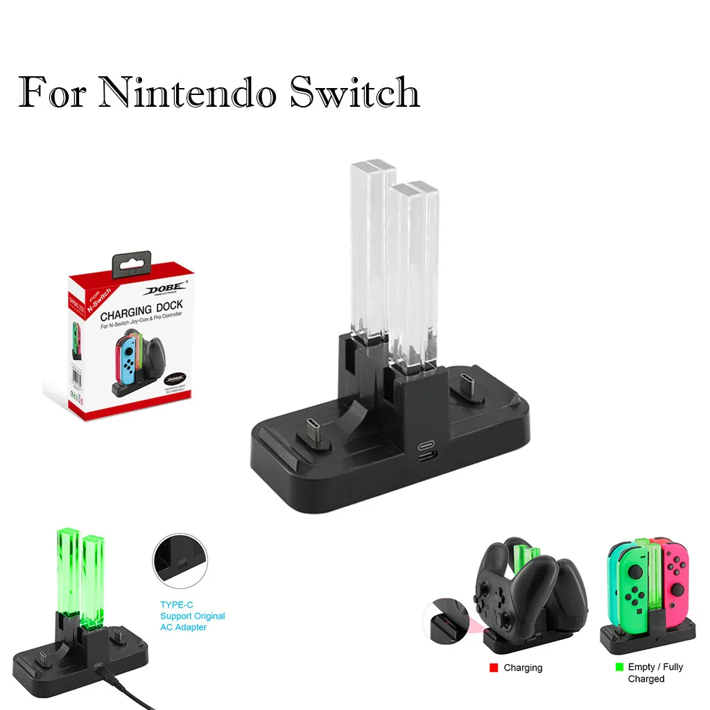 Зарядная док-станция, светодиодный стенд с индикацией для PND o Switch Joy-Con, лучший подарок для ребенка, Ностальгический плеер, игровая консоль