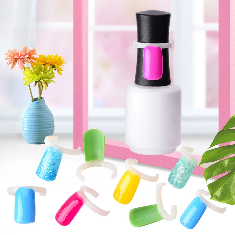 

Manicure Tools 50pcs Acrylic Full Nail Tips Polish UV Gel Varnish Color Pops Display Nail Art Ring Style Nail Tips False Nails