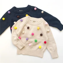 Кардиган для девочек; Зимний Детский свитер с шариками; детские вязаные кардиганы; Повседневный свитер для маленьких мальчиков; шерстяной флисовый свитер для девочек