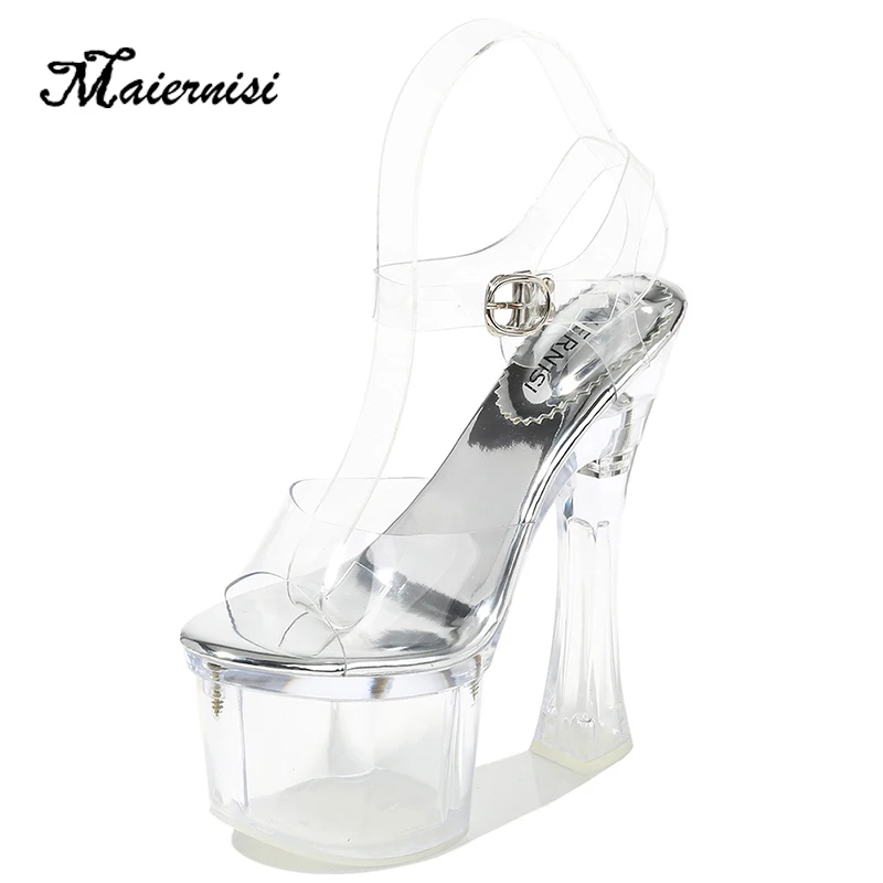 

MAIERNISI Women Platform Sandals New style Shoes Summer Thick-soled High-heeled Transparent Buckled Open-toed Female Shoes 18cm