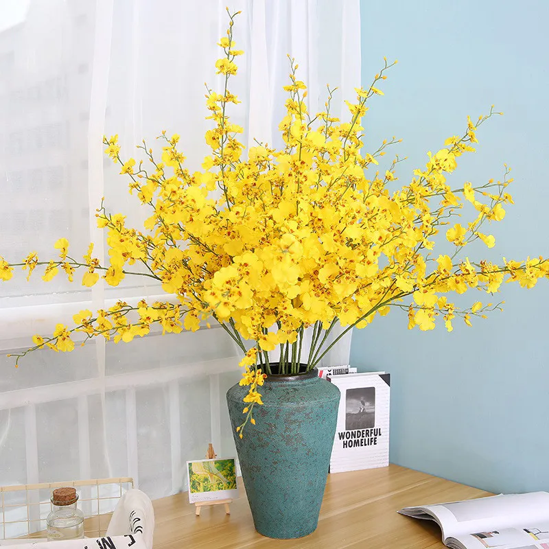 90cms Long Set of 3 Bright Yellow Forsythia Stems Decorative Summer Flowers