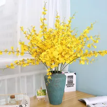 DoreenBeads 1PC Handmade Beautiful Wedding Artificial Flower Yellow Oncidium For Wedding Party Living Room Decoration 
