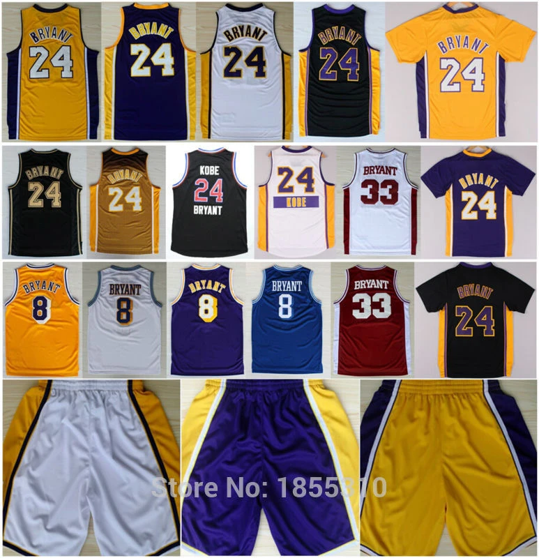 Cheap Sale Kobe Bryant Jersey #24 Purple Yellow White All Style Top Quality #8 Kobe Basketball Jerseys Shirts Stitched Logos