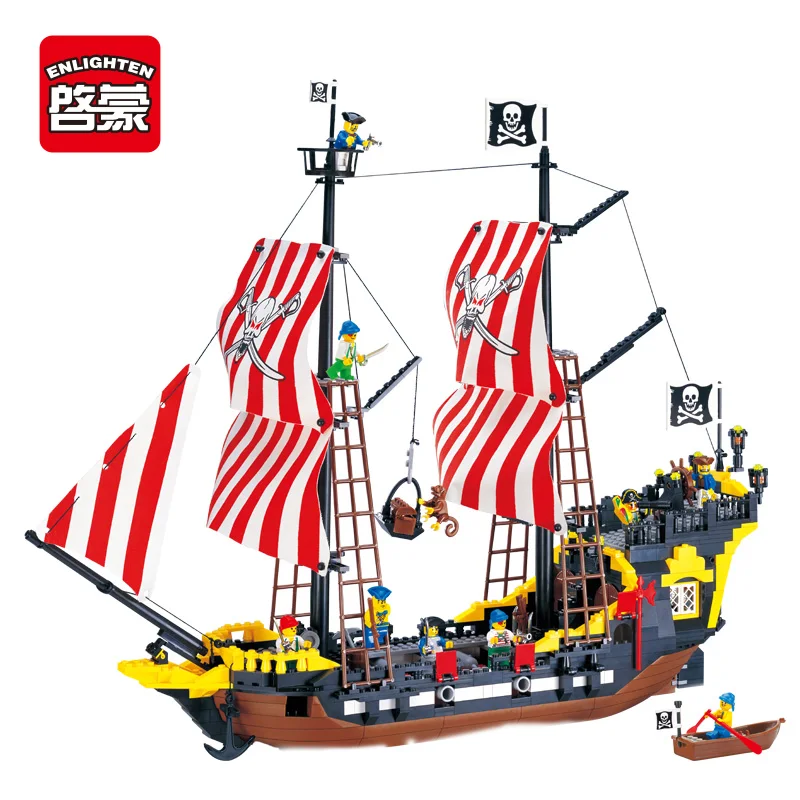 

Enlighten New 308 Pirates Series Black Pearl Building Block Sets Educational DIY Construction bricks baby toys for children