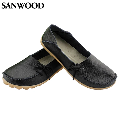

2016 Fashion Product Fashion Women Leather Slip on Flat Shoes Moccasin Bow Casual Loafer Boat Shoes