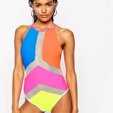 Сексуальный цельный лоскутный купальник женский прозрачный Монокини закрытый купальник пляжный купальный костюм плавательные принадлежности De Bain