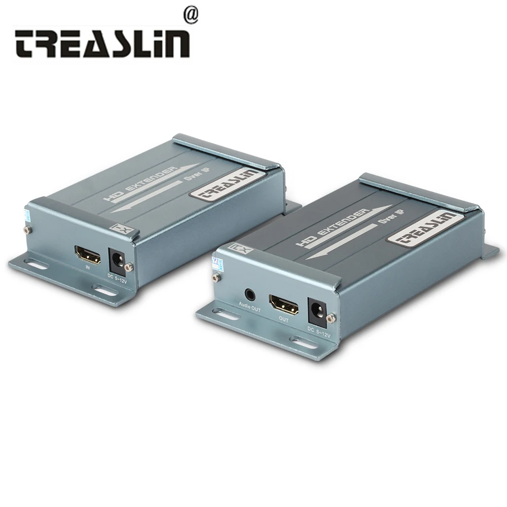 

TreasLin HDMI Extender over Single Cat5 Cat5e Cat6 LAN Cable HDMI Transmitter Receiver over TCP/IP Netswitch Up to 492FT(150m)
