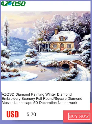 AZQSD Diamond Painting Starry Sky Diamond Embroidery Landscape Home Decor Picture Rhinestones Diamond Mosaic Snowy Night