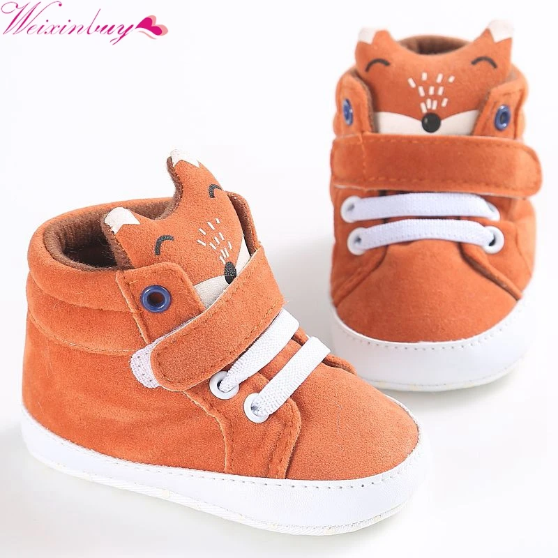

Winter Infantil Baby Shoes Boy Girl Cotton Fox head First Walker Canvas Sneaker Anti-slip Soft Sole Toddler footwear