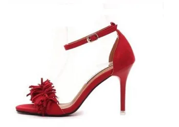 

Tassel belt sandals female summer all-match 2016 elegant package with thin heels high heel open toe