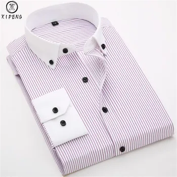 

New Autumn 2019 Men Shirt Long Sleeved Striped Solid Plaid Male Business Shirt Brand Clothing Formal Shirt Man Wedding Shirt