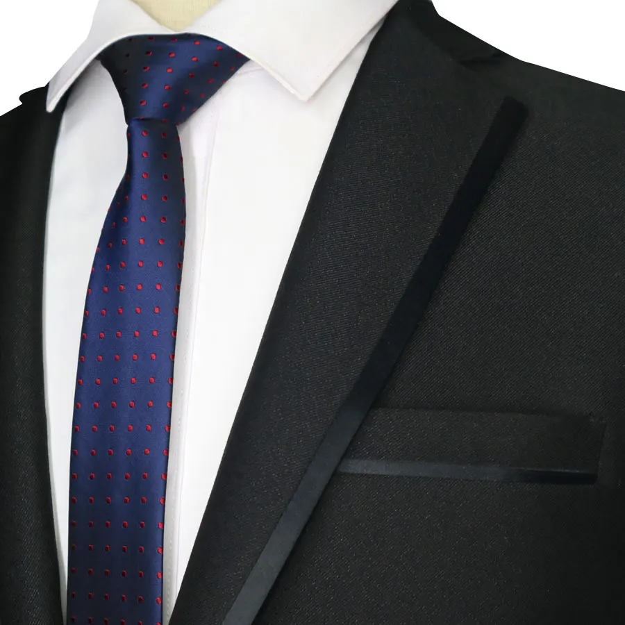 Новинка, обтягивающий мужской галстук на шею 5 см, галстук из полиэстера, Одноцветный клетчатый жаккардовый галстук в горошек, тонкие галстуки для свадебной вечеринки - Цвет: T34