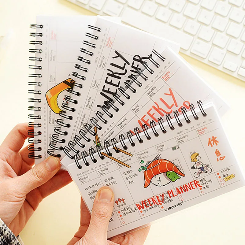 

Kawaii Cute Notebook PVC For Spiral Notebook Daily Weekly Planner For Agenda Diary Notebook Time Organizers for School Supplies