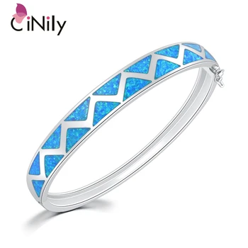 

CiNily Blue Fire Opal Stone Bangles Bracelet Silver Plated Bohemia BOHO Vintage Luxury Jewelry Woman