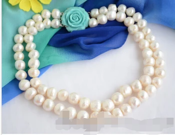 

FREE SHIPPING 00116 white baroque freshwater cultured pearl necklace
