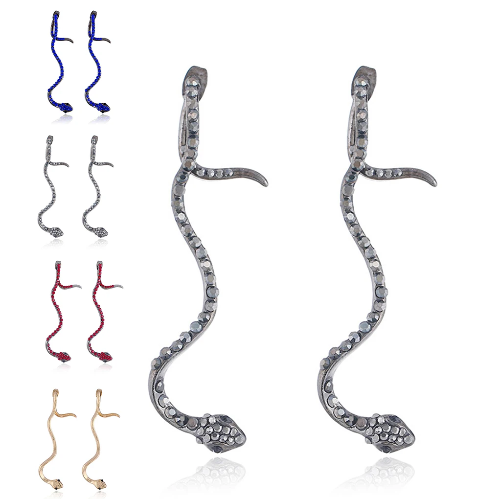 

Women Girls Pierced Snake Earring Stud Rhinestone Zinc Alloy Animal Drop Dangling Eardrop Jewelry Decor
