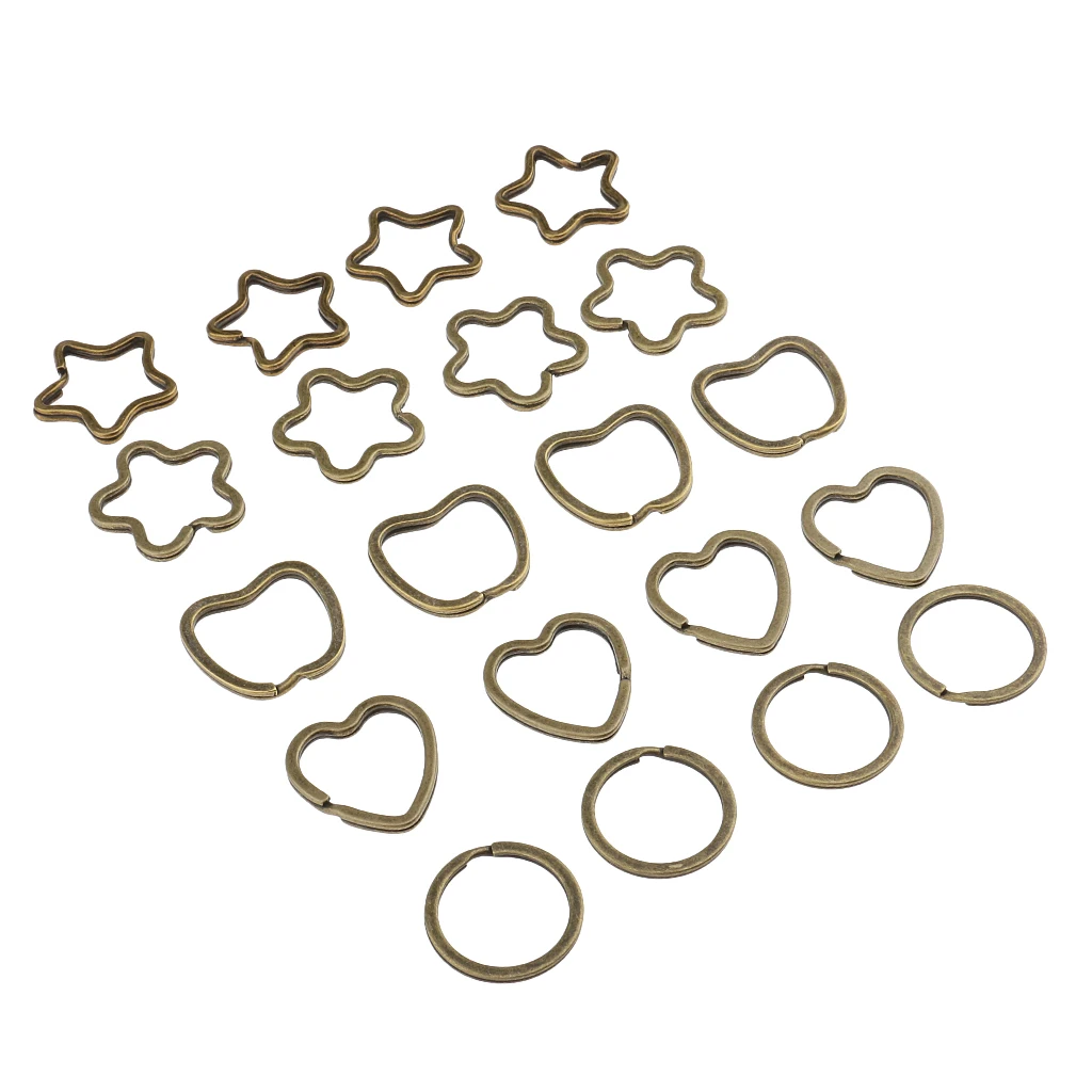 20 Pieces Alloy Bronze SPILT KEY RING Key Chain Small Ring Finding Mixed Style