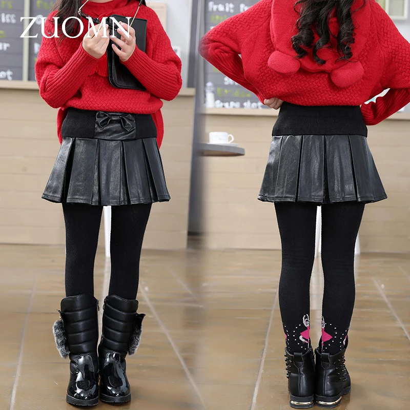 

Girls Skirt Black New Autumn England Style Girls Skirt Chilldren PU Leather Skirts for Kids Clothes High Quality GH305