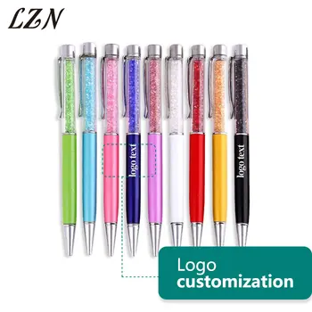 

LZN New Design Diamond Metal Pen Crystal Pens Stationery Ballpen School Office Supplies Engraved Text Free for Promotion Gift