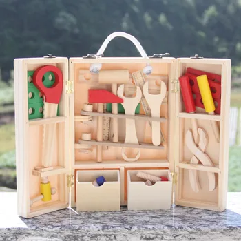 

Tools Baby Toys Woodworking Tool Set Wooden Toys For Children Nuts And Bolts Wooden Box Garden Tool Toys Educational Gift