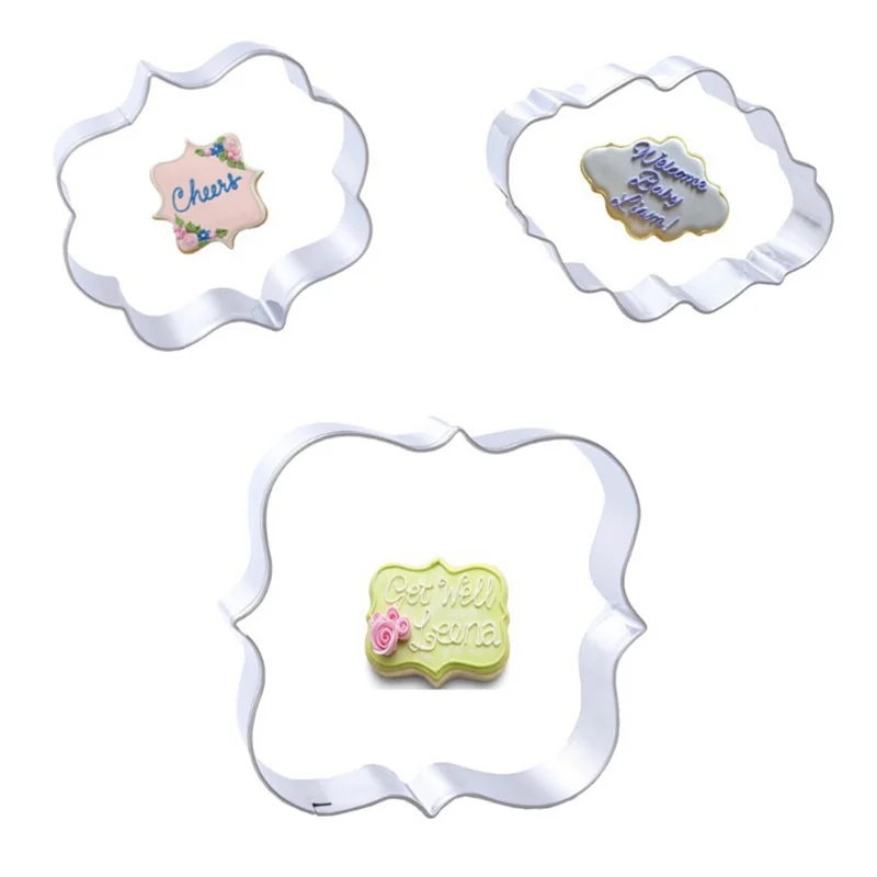 

1 Set (3pcs) Cookies Pastry Fondant Mold DIY Sugarcraft Decorating Frame Cutter Tool Stainless steel Cake Mold Creative