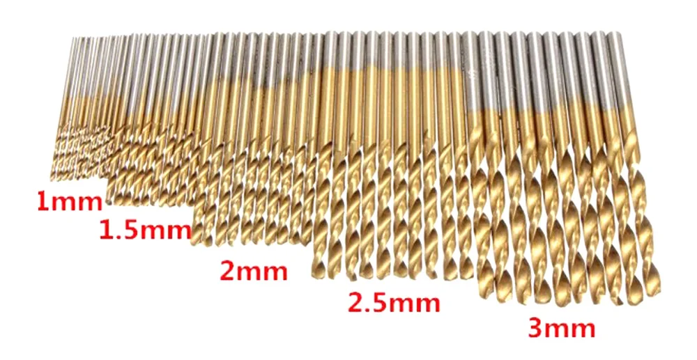 50 шт. 1/1. 5/2/2,5/3 мм HSS земельный шнек сверлы, спиральные сверла по металлу комплект сверло с цилиндрическим хвостовиком сверло