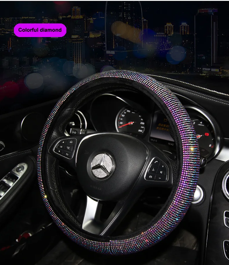 colorful diamond Алмазный милый 38 см автомобильный чехол на руль автомобильный интерьер четыре сезона универсальный Противоскользящий женский чехол на руль автомобильный Стайлинг - Название цвета: colorful diamond