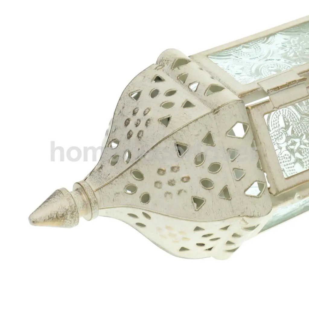  2PCs Moroccan Style Metal & Glass Teal Light Candle Holder Hanging Candleholder for Wedding Home Coffee Shop Decor (White)