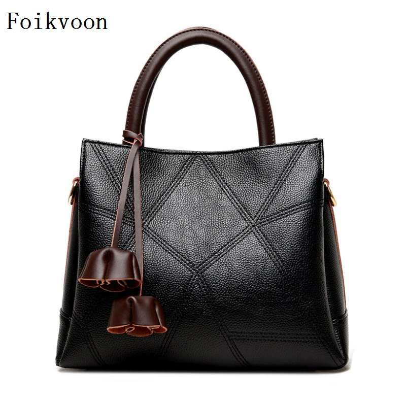 

Foikvoon Women Handbags Brand Name Fashion PU Leather Woman Shoulder Bags Patchwork Temperament Elegant Ladies Handbags