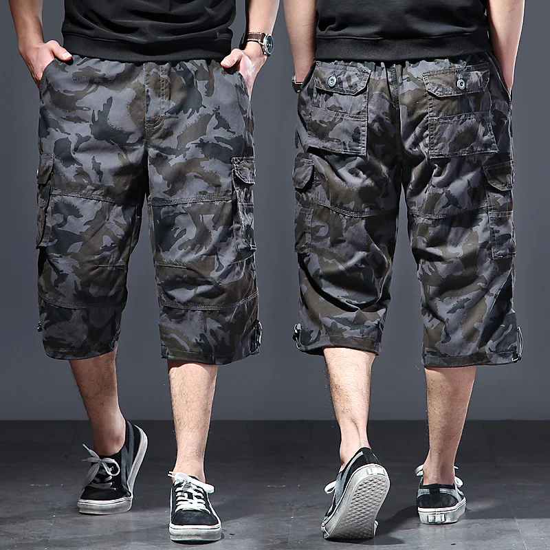 

Summer Large Size 5XL Men Outdoor Camouflage Hiking Camping Shorts Men's Army Cargo Combat Camo Short Trousers Elastic Waist
