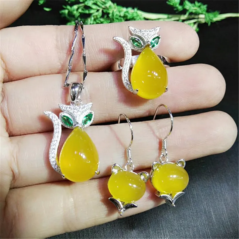 Серьги подвески из натурального аутентичного агата топаза желтого Пита короля