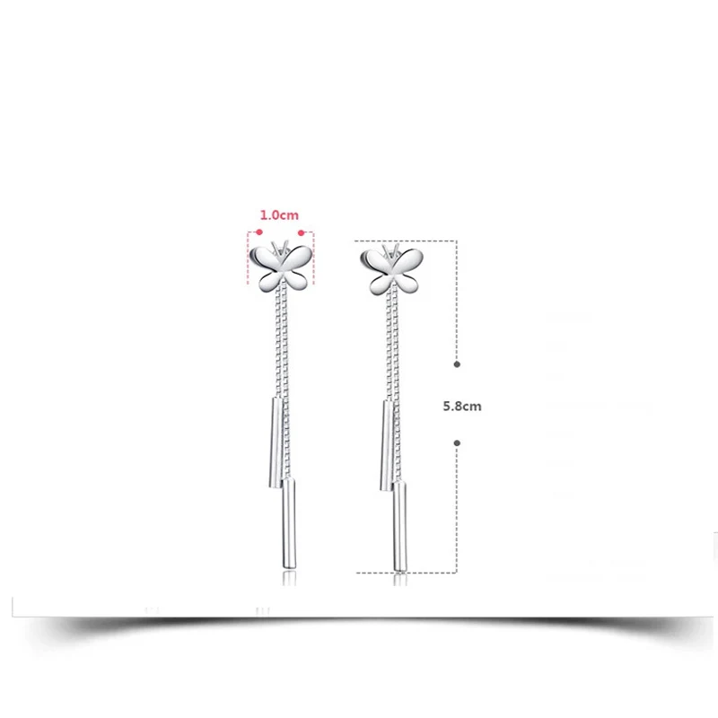 Мода 925 пробы серебряные серьги кисточкой цепь с плетением «бабочка» серьги для женщин Корея уха ювелирные изделия
