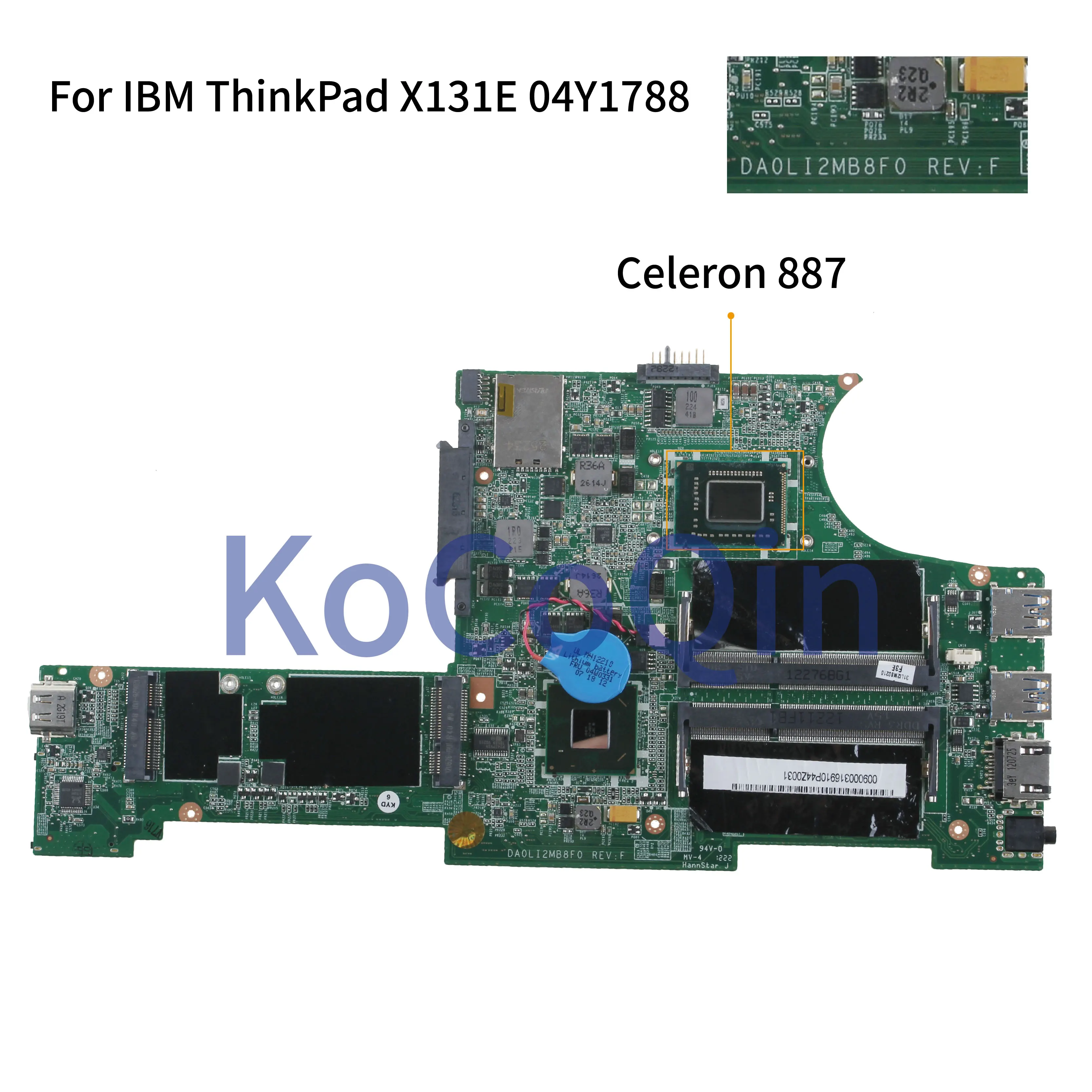 KoCoQin ноутбук материнская плата для Lenovo ThinkPad X131E материнская плата 04Y1788 DA0LI2MB8F0 Celeron 887 SR0VA SLJ8C
